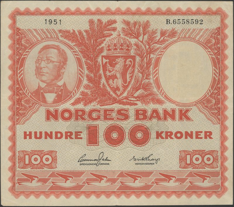 1951 100 kroner B.6558592, 1/1-