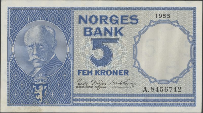 1955 5 kroner A.8456742, 01/1+
