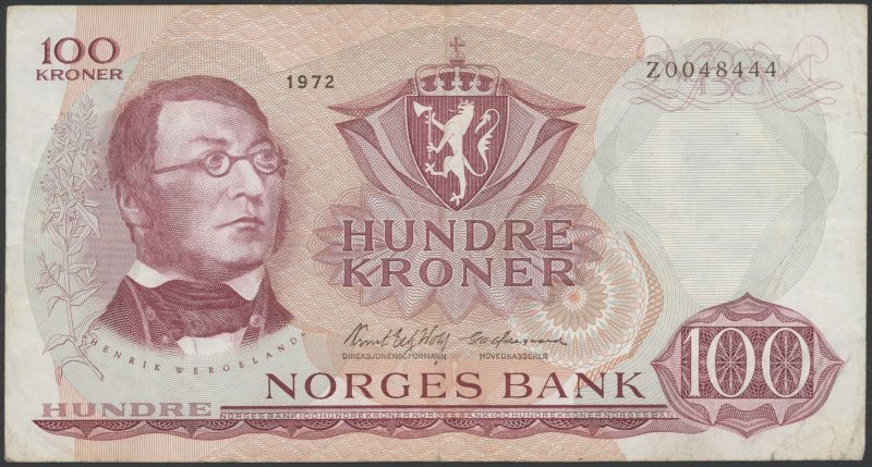 1972 100 kroner Z.0048444, Erstatningseddel, 1-