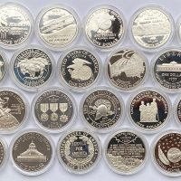 1994-2005 USA 1 dollar, samling minnemynter 20 stk., 481 g rent sølv, proof