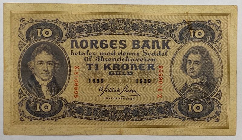 1939 10 kroner Z.3106595, 1/1-