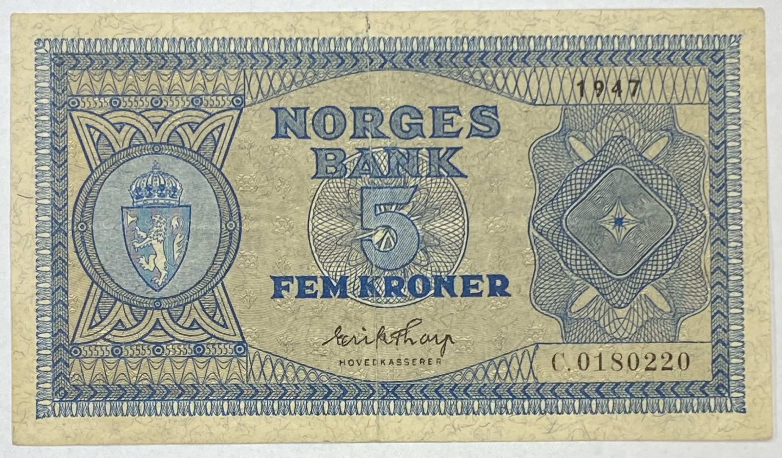 1947 5 kroner C.0180220, 1/1+