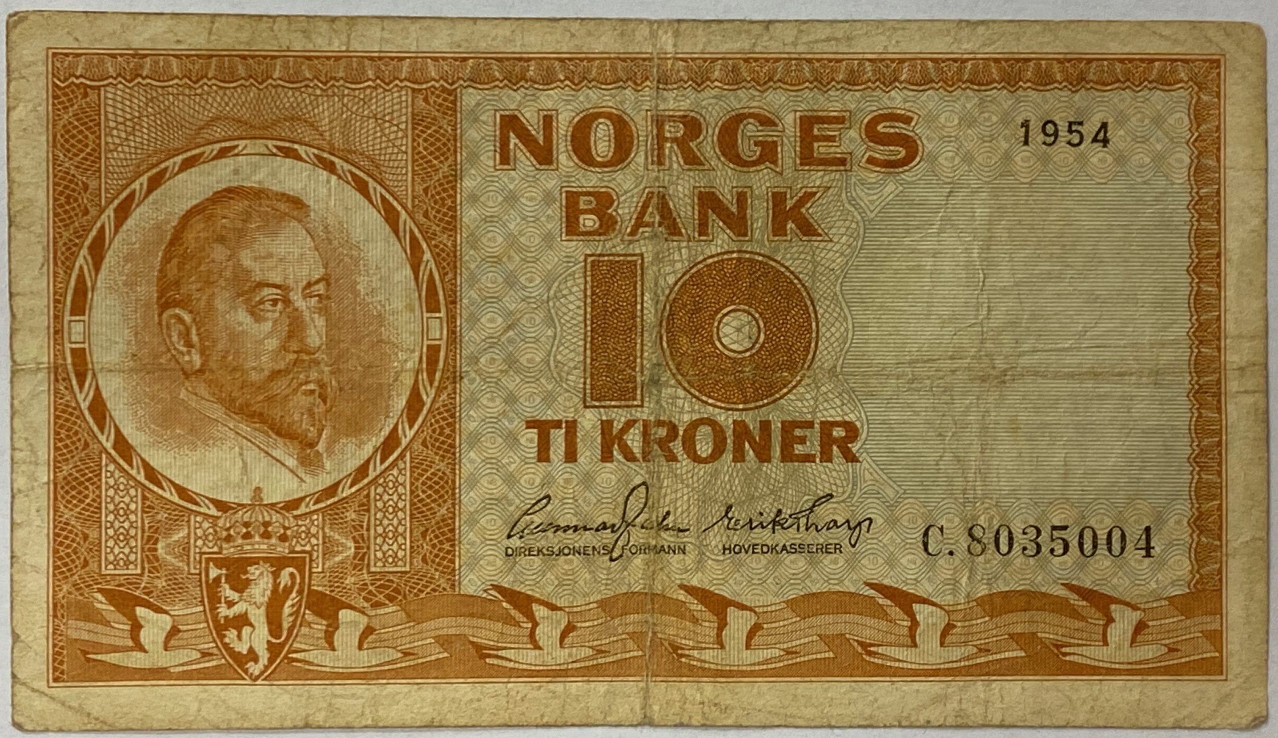 S 1954 10 kroner C.8035004, 1-/2