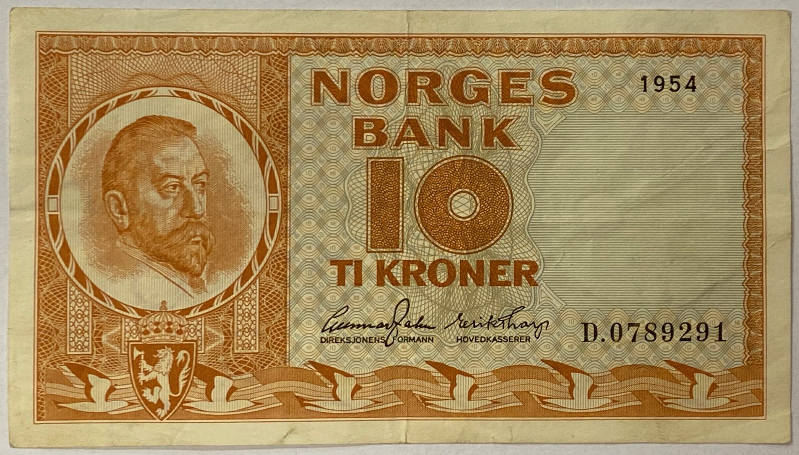 1954 10 kroner D.0789291, 1