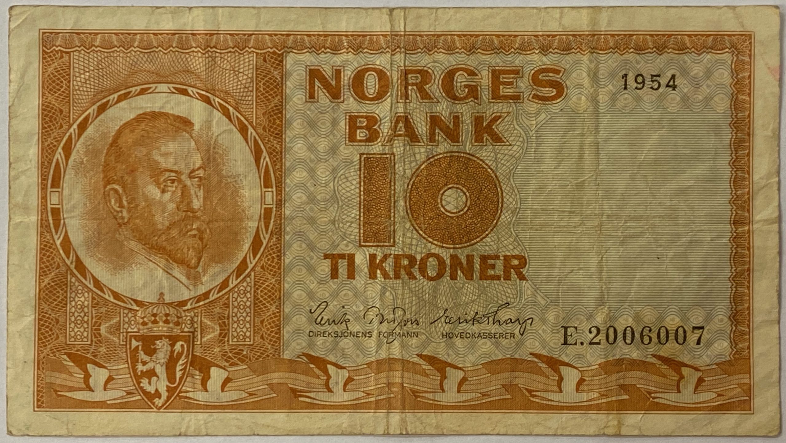 S 1954 10 kroner E.2006007, 1-/2