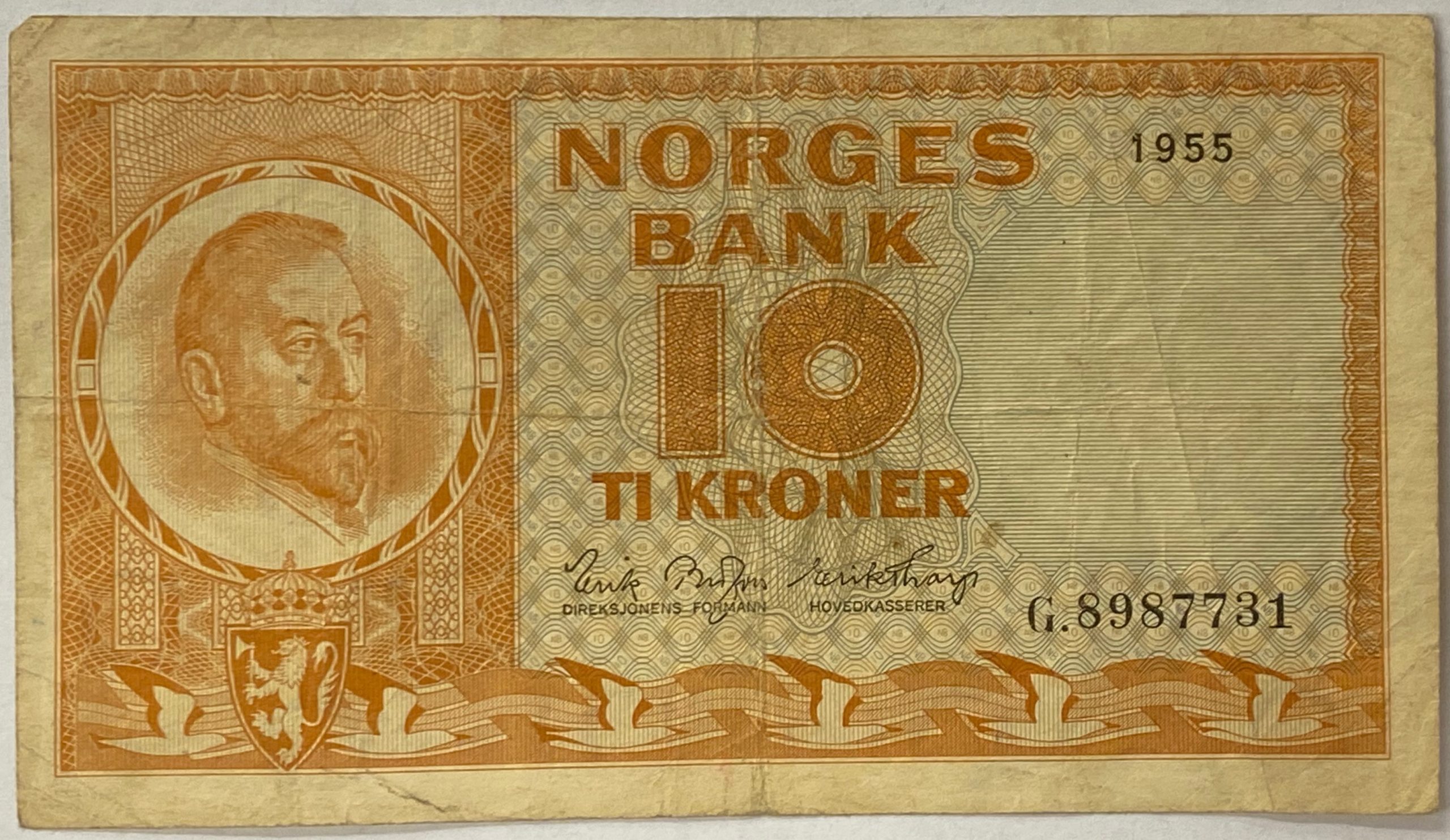 S 1955 10 kroner G.8987731, 1-/2