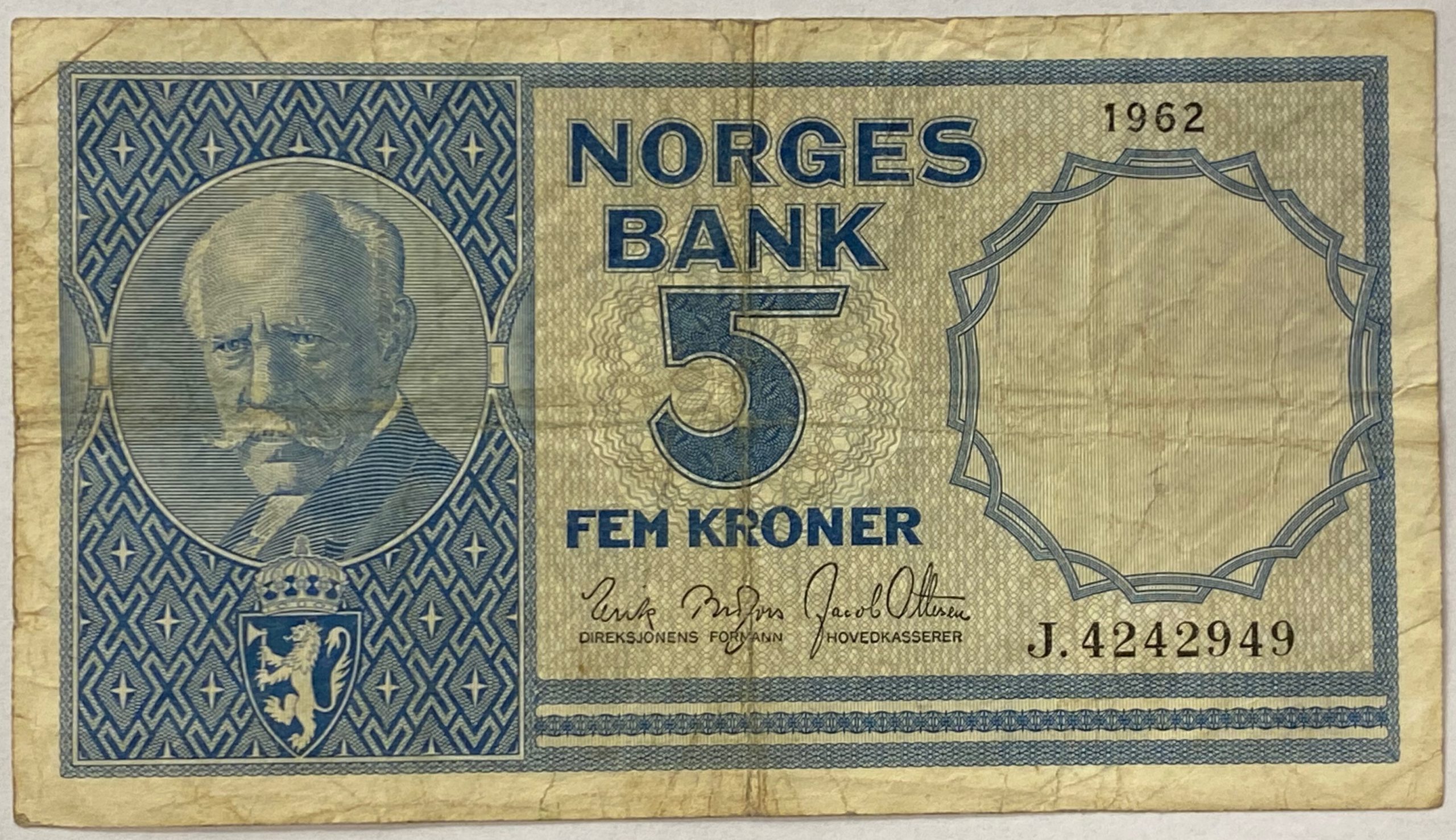 S 1962 5 kroner J.4242949, 1-/2