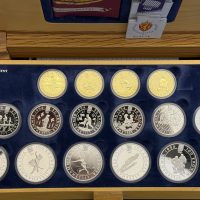1994 OL Lillehammer komplett sett, 4 gull + 12 sølv mynter, proof