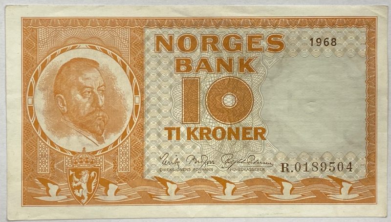 1968 10 kroner R.0189504, 1+ /01