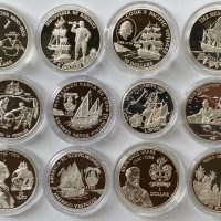 Ulike land sølvmynter, Great Explorers, lott 12 stk., 317,22 g sølv, proof
