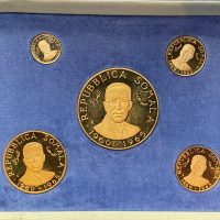 1966 Somalia 500, 100, 50, 20 shillings, jubileumsett, 109,62 g rent gull, 0