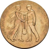 Det kongelige Selskap for Norges Vel, Throndsen, bronse, 60 mm, liten kantmerke, 0/01