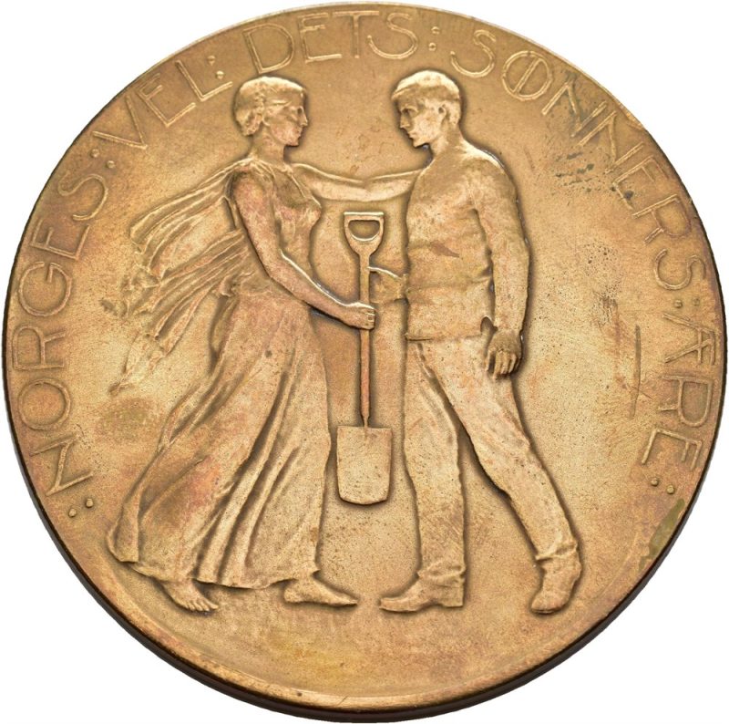 Det kongelige Selskap for Norges Vel, Throndsen, bronse, 60 mm, liten kantmerke, 0/01