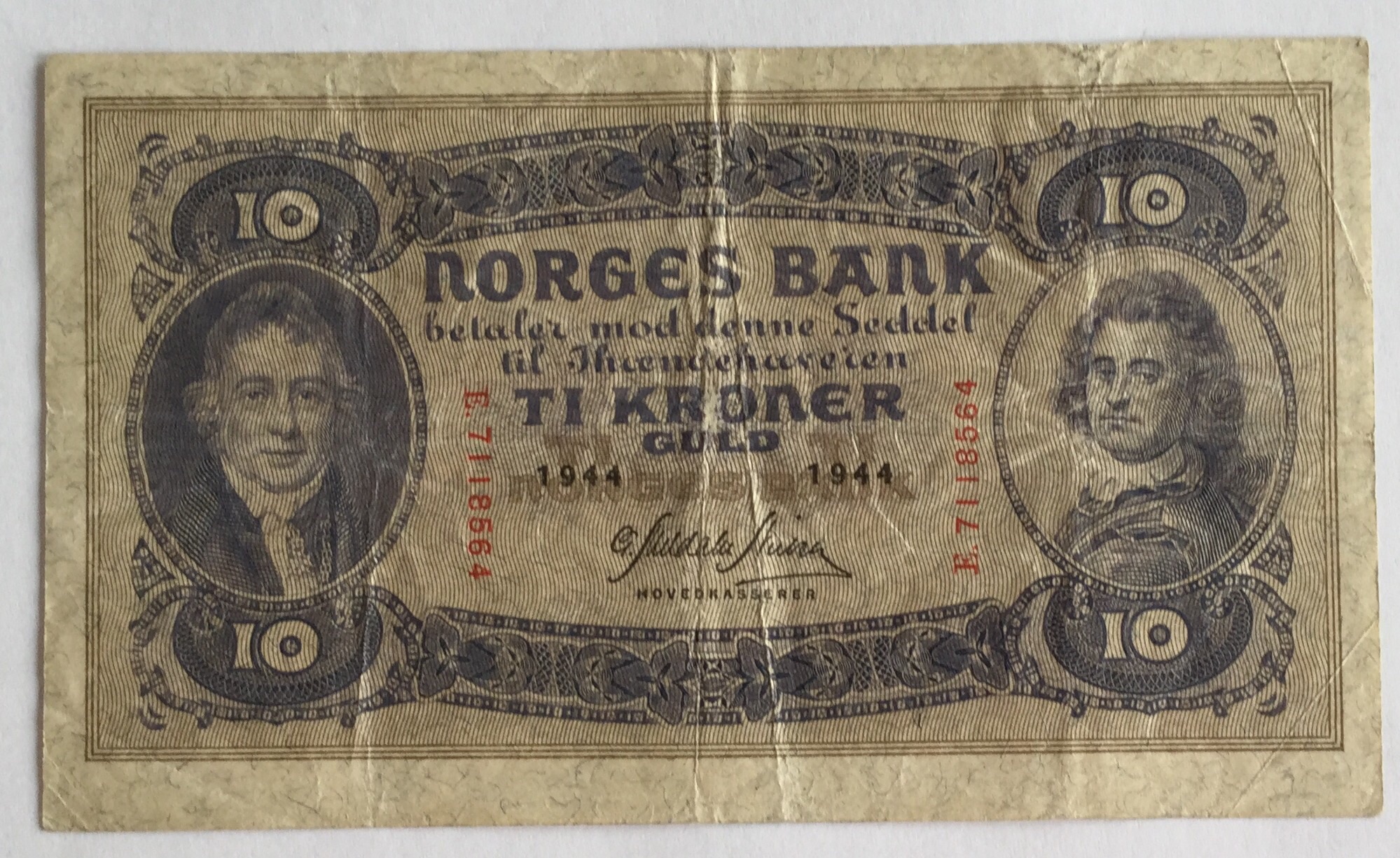 1944  10 kroner E.7118564, 1/1-