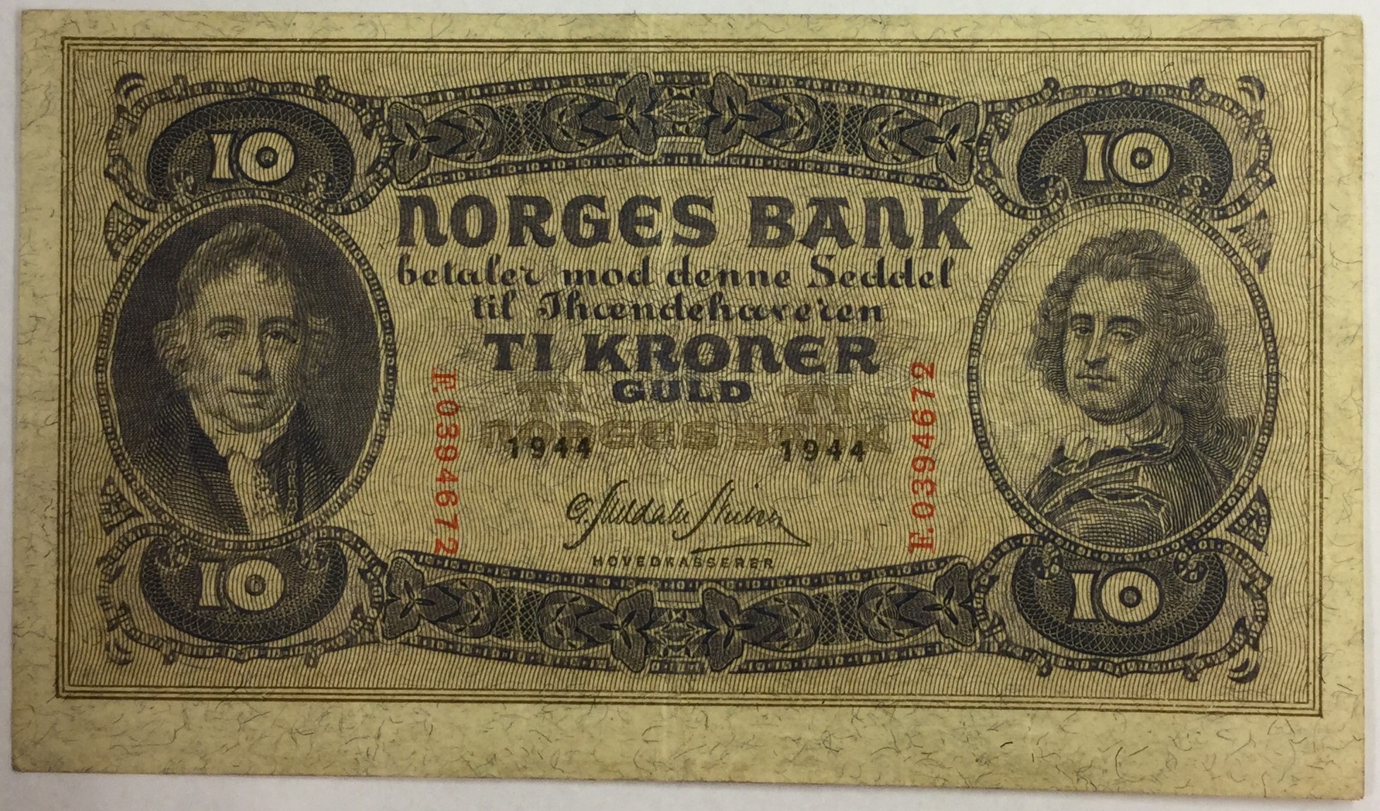 1944  10 kroner F.0394672, 1/1+
